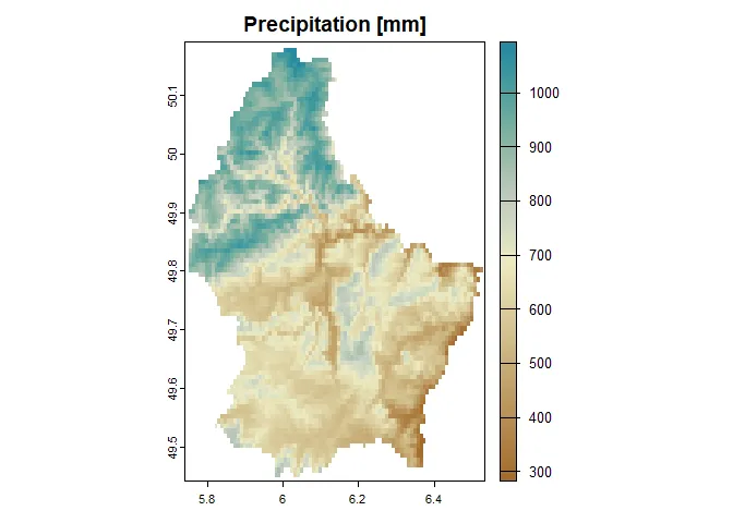 Figure 2: The precipitation of the example landscape. Only the first
layer of 10 identical ones is
shown.