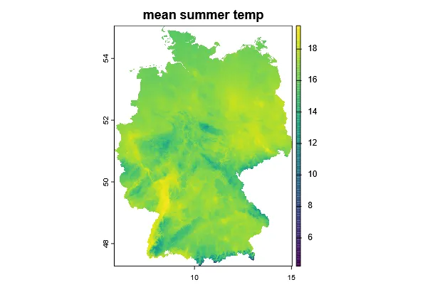 Figure 3: Mean summer temperature in Germany